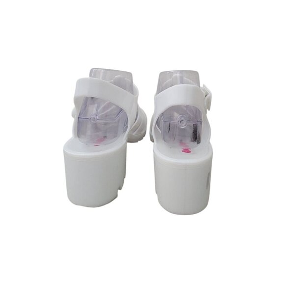 DOLLY MIX White Jelly Platform Strappy Sandals Chunky Heel Women's Sz 8.5 - Picture 3 of 9